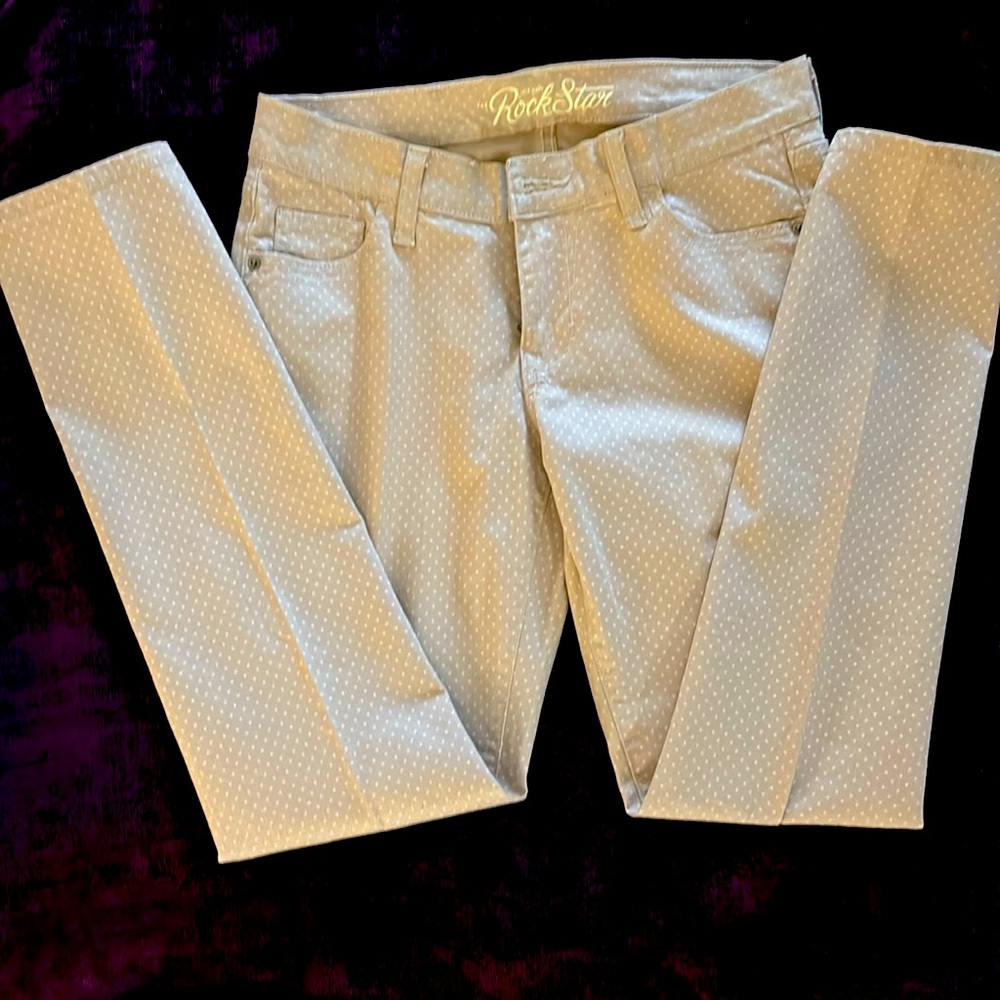 Rock Star Old Navy Cream polka dot colored jeans